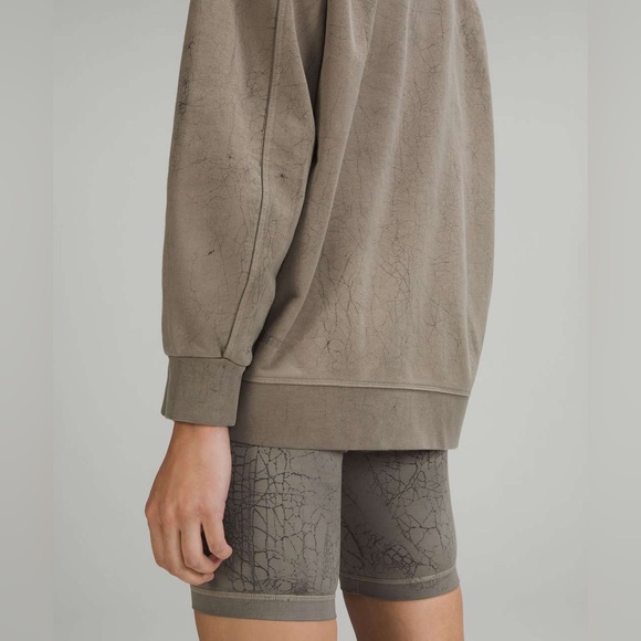 LULULEMON Perfectly Oversized Crew Thread Dye Rover Black Beige Taupe Size 12 - Picture 5 of 10